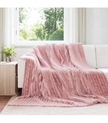 vidaXL Throw Blanket Pink 270 x 240 cm Fleece — Size: 240 x 270 cm