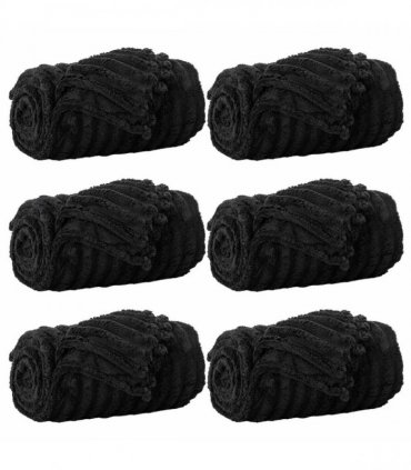 vidaXL Throw Blankets 6 pcs Black 240 x 220 cm Fleece — Size: 220 x 240 cm