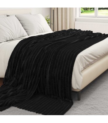 vidaXL Throw Blankets 6 pcs Black 240 x 220 cm Fleece — Size: 220 x 240 cm