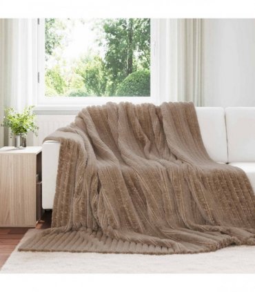 vidaXL Throw Blanket Camel 240 x 220 cm Fleece — Size: 220 x 240 cm