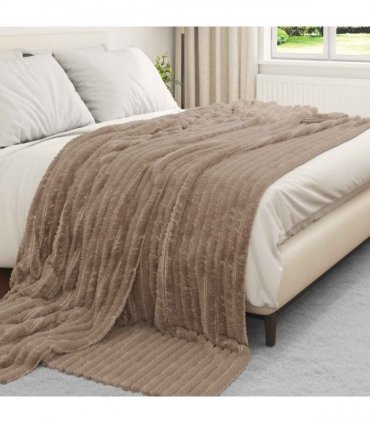 vidaXL Throw Blanket Camel 240 x 220 cm Fleece — Size: 220 x 240 cm