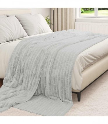 vidaXL Throw Blanket Grey 270 x 240 cm Fleece — Size: 240 x 270 cm