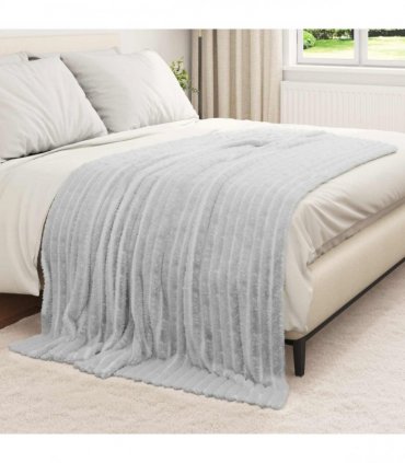 vidaXL Throw Blanket Grey 200 x 150 cm Fleece — Size: 150 x 200 cm