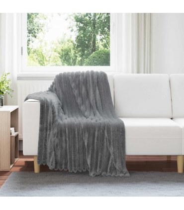 vidaXL Throw Blanket Dark Grey 150 x 130 cm Fleece — Size: 130 x 150 cm