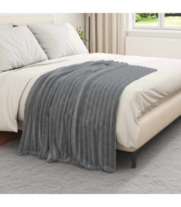 vidaXL Throw Blanket Dark Grey 150 x 130 cm Fleece — Size: 130 x 150 cm