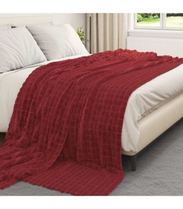 vidaXL Throw Blanket Bordeaux Red 270 x 240 cm Fleece — Size: 240 x 270 cm