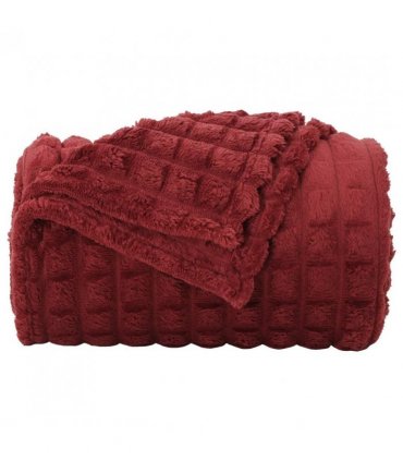 vidaXL Throw Blanket Bordeaux Red 270 x 240 cm Fleece — Size: 240 x 270 cm