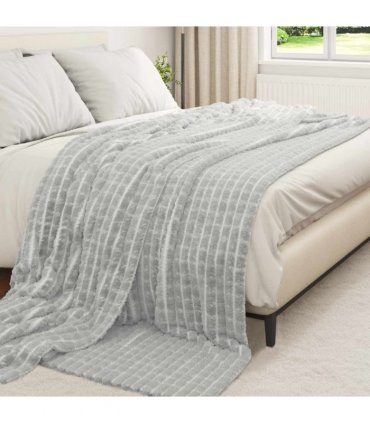 vidaXL Throw Blanket Grey 270 x 240 cm Fleece — Size: 240 x 270 cm — V0672001998