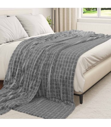 vidaXL Throw Blanket Dark Grey 240 x 220 cm Fleece — Size: 220 x 240 cm — V0672002001