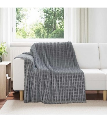 vidaXL Throw Blanket Dark Grey 200 x 150 cm Fleece — Size: 150 x 200 cm — V0672002004
