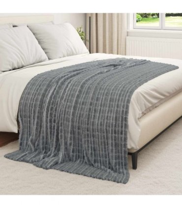 vidaXL Throw Blanket Dark Grey 200 x 150 cm Fleece — Size: 150 x 200 cm — V0672002004