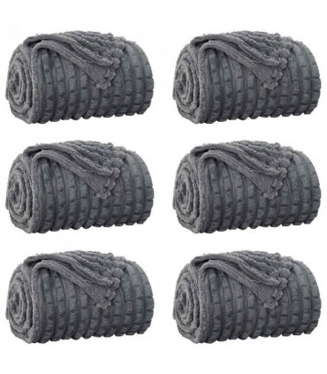 vidaXL Throw Blankets 6 pcs Dark Grey 240 x 220 cm Fleece — Size: 220 x 240 cm — V0672002005