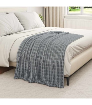 vidaXL Throw Blanket Dark Grey 150 x 130 cm Fleece — Size: 130 x 150 cm — V0672002006