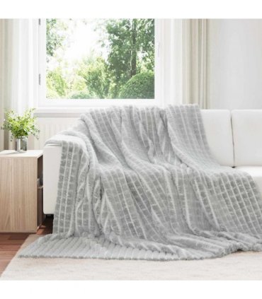vidaXL Throw Blanket Grey 240 x 220 cm Fleece — Size: 220 x 240 cm — V0672002010