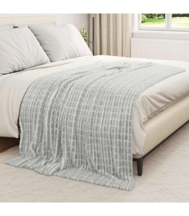 vidaXL Throw Blanket Grey 200 x 150 cm Fleece — Size: 150 x 200 cm — V0672002012