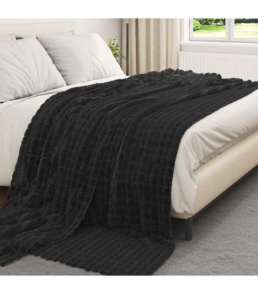 vidaXL Throw Blanket Black 270 x 240 cm Fleece — Size: 240 x 270 cm — V0672002023