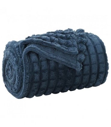 vidaXL Throw Blanket Navy Blue 240 x 220 cm Fleece — Size: 220 x 240 cm — V0672002024