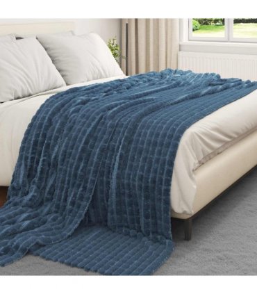 vidaXL Throw Blanket Navy Blue 240 x 220 cm Fleece — Size: 220 x 240 cm — V0672002024