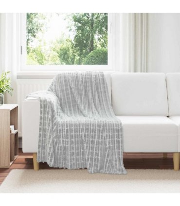 vidaXL Throw Blanket Grey 150 x 130 cm Fleece — Size: 130 x 150 cm — V0672002027