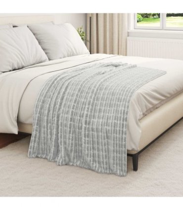 vidaXL Throw Blanket Grey 150 x 130 cm Fleece — Size: 130 x 150 cm — V0672002027