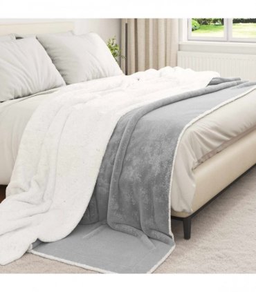 vidaXL Throw Blanket Grey 240 x 270 cm Fleece — V0672002031