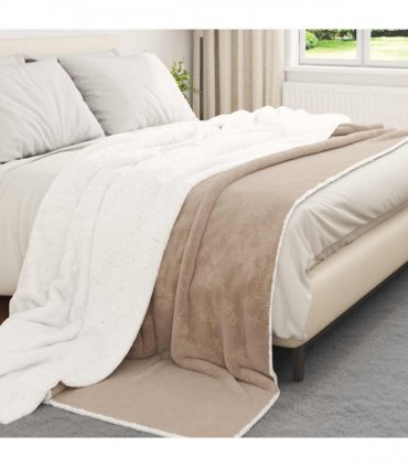 vidaXL Throw Blanket Camel 240 x 270 cm Fleece