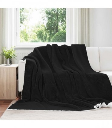 vidaXL Throw Blanket Black 240 x 270 cm Fleece