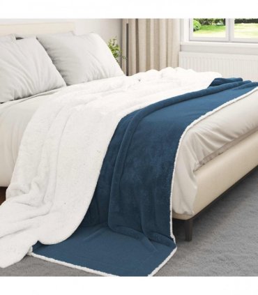 vidaXL Throw Blanket Navy Blue 240 x 270 cm Fleece — V0672002034