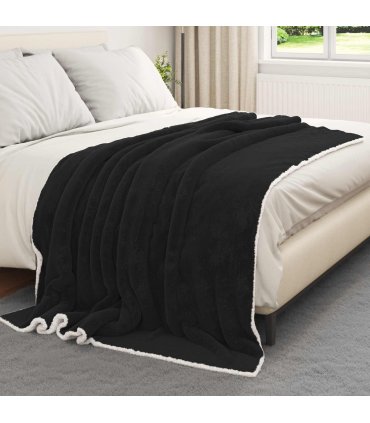 vidaXL Throw Blanket Black 150 x 200 cm Fleece — V0672002035