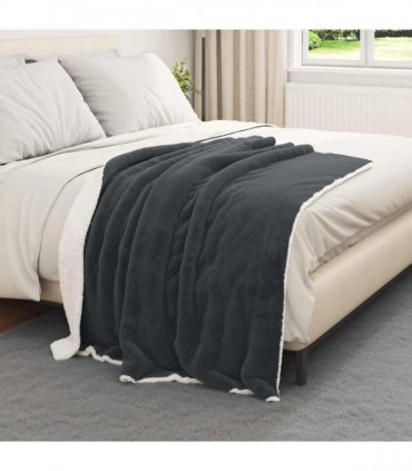 vidaXL Throw Blanket Dark Grey 130 x 150 cm Fleece — V0672002036