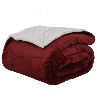vidaXL Throw Blanket Bordeaux Red 240 x 270 cm Fleece