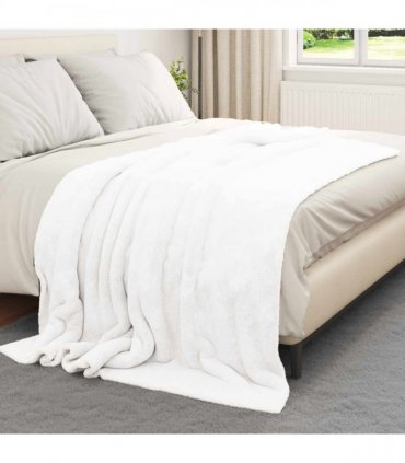 vidaXL Throw Blanket White 150 x 200 cm Fleece