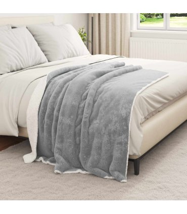 vidaXL Throw Blanket Grey 130 x 150 cm Fleece — V0672002039