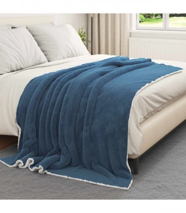vidaXL Throw Blanket Navy Blue 150 x 200 cm Fleece