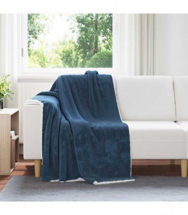 vidaXL Throw Blanket Navy Blue 130 x 150 cm Fleece — V0672002042
