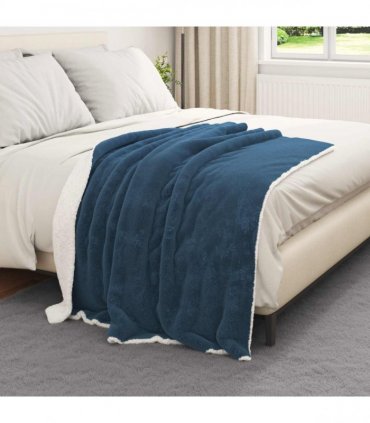 vidaXL Throw Blanket Navy Blue 130 x 150 cm Fleece — V0672002042