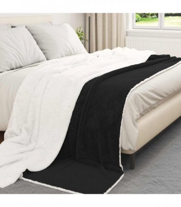 vidaXL Throw Blanket Black 220 x 240 cm Fleece — V0672002043