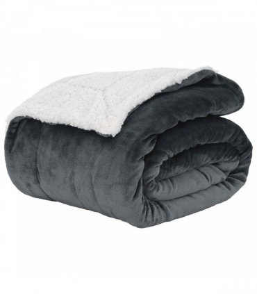 vidaXL Throw Blanket Dark Grey 220 x 240 cm Fleece — V0672002046