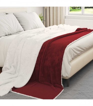vidaXL Throw Blanket Bordeaux Red 220 x 240 cm Fleece