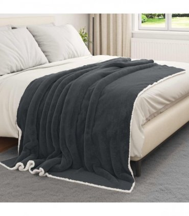 vidaXL Throw Blanket Dark Grey 150 x 200 cm Fleece — V0672002051