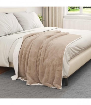 vidaXL Throw Blanket Camel 130 x 150 cm Fleece