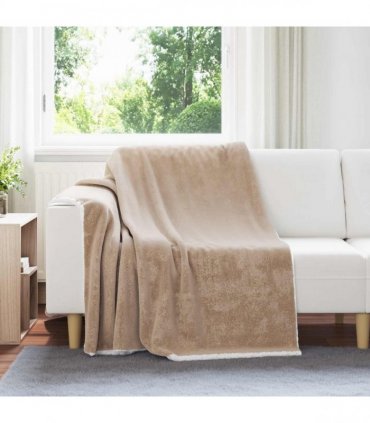 vidaXL Throw Blanket Camel 150 x 200 cm Fleece