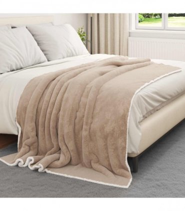 vidaXL Throw Blanket Camel 150 x 200 cm Fleece