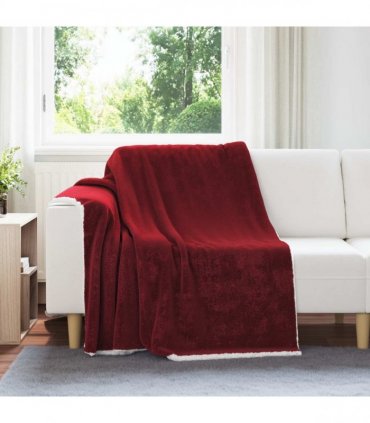 vidaXL Throw Blanket Bordeaux Red 150 x 200 cm Fleece