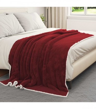 vidaXL Throw Blanket Bordeaux Red 150 x 200 cm Fleece