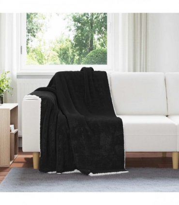 vidaXL Throw Blanket Black 130 x 150 cm Fleece — V0672002060