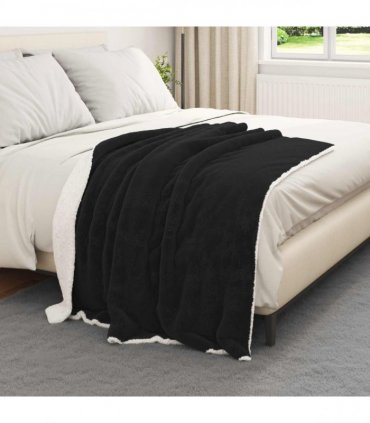 vidaXL Throw Blanket Black 130 x 150 cm Fleece — V0672002060