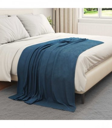 vidaXL Throw Blanket Navy Blue 170 x 130 cm Fleece — Size: 130 x 170 cm