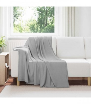 vidaXL Throw Blanket Grey 170 x 130 cm Fleece — Size: 130 x 170 cm