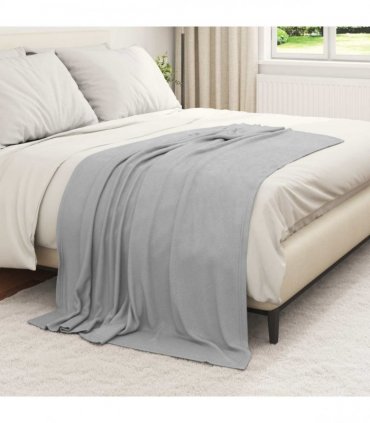 vidaXL Throw Blanket Grey 170 x 130 cm Fleece — Size: 130 x 170 cm